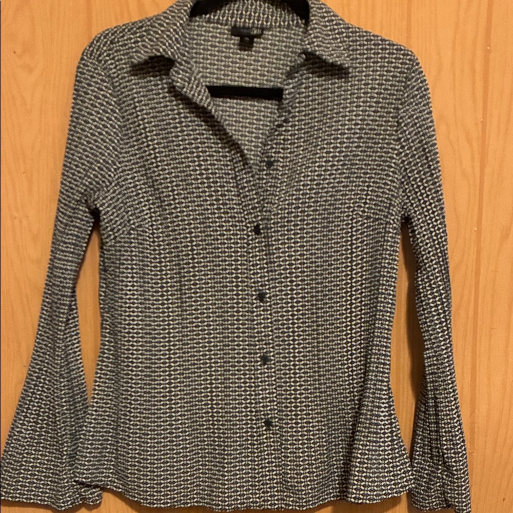 Coldwater Creek Black and White Patterned Button Down Shirt
